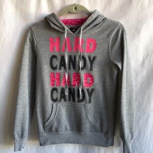 Hard Candy gray and pink hoodie with silver studs, size S
